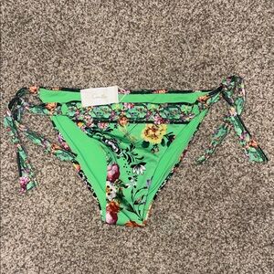 Camilla Green Floral Tie Side Bikini Bottom Sparkle Embellished NWOT